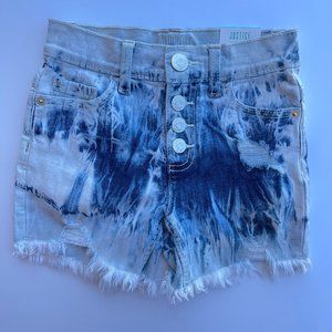 NWT Girls 10S Justice Belaced Frayed denim Shorts
